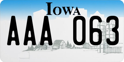 IA license plate AAA063