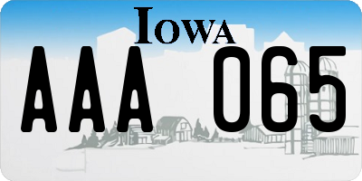 IA license plate AAA065