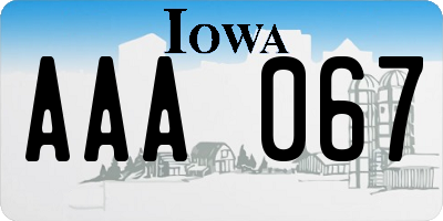 IA license plate AAA067