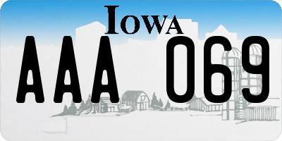 IA license plate AAA069