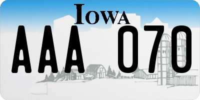 IA license plate AAA070