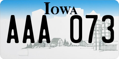 IA license plate AAA073