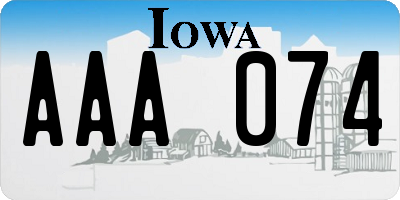 IA license plate AAA074