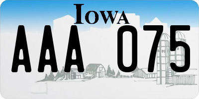 IA license plate AAA075