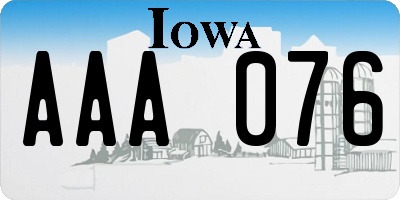 IA license plate AAA076