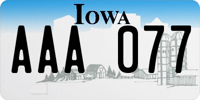 IA license plate AAA077