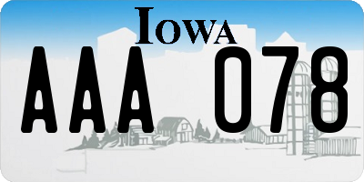 IA license plate AAA078