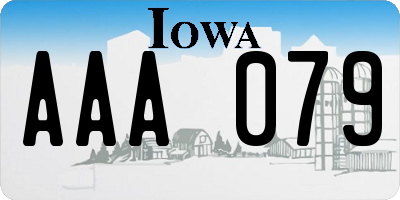 IA license plate AAA079