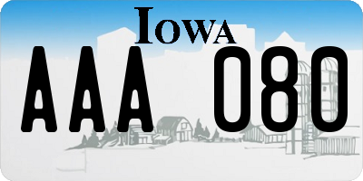 IA license plate AAA080