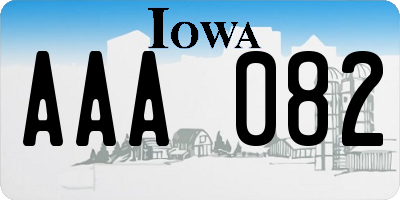 IA license plate AAA082