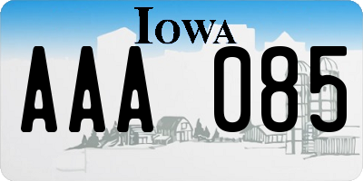 IA license plate AAA085