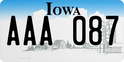 IA license plate AAA087