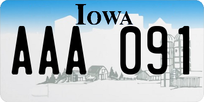 IA license plate AAA091