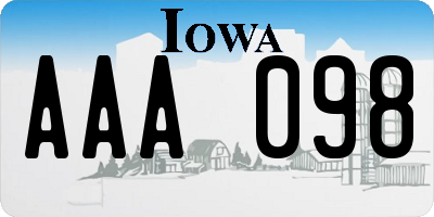 IA license plate AAA098