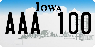 IA license plate AAA100