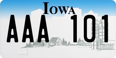 IA license plate AAA101