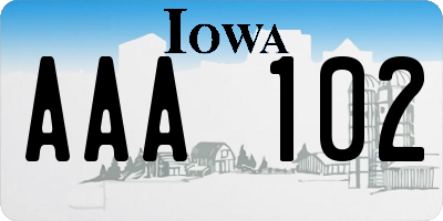 IA license plate AAA102