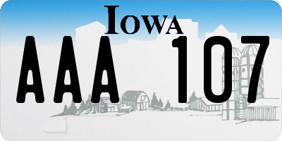 IA license plate AAA107