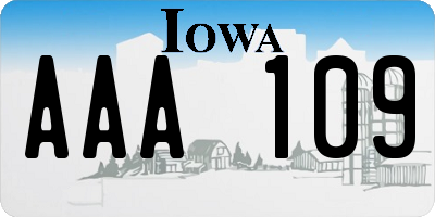 IA license plate AAA109