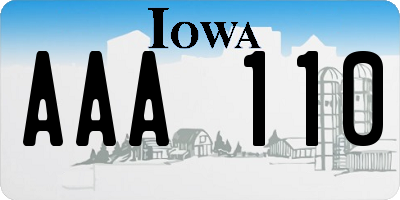 IA license plate AAA110