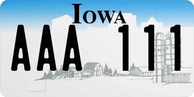 IA license plate AAA111