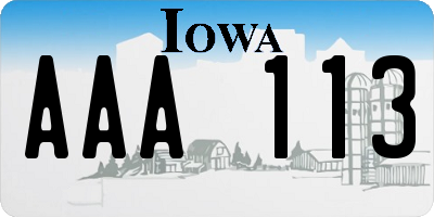 IA license plate AAA113