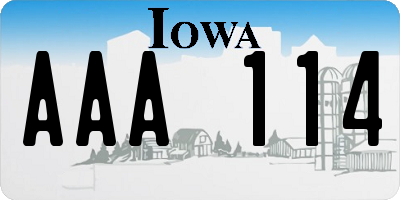 IA license plate AAA114