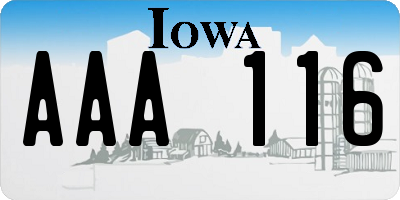 IA license plate AAA116