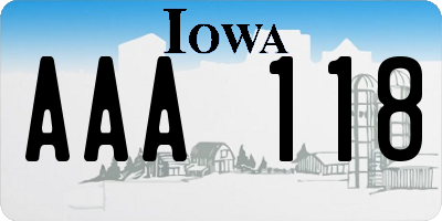 IA license plate AAA118