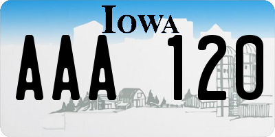 IA license plate AAA120