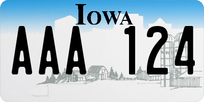 IA license plate AAA124