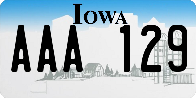 IA license plate AAA129