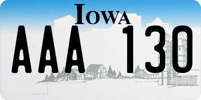 IA license plate AAA130