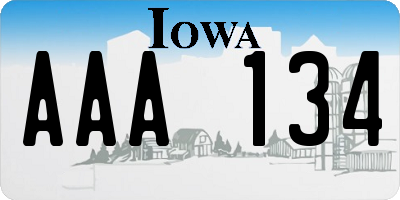IA license plate AAA134