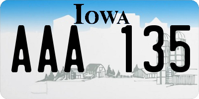 IA license plate AAA135