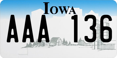 IA license plate AAA136