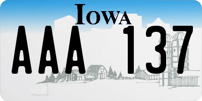 IA license plate AAA137