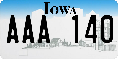 IA license plate AAA140