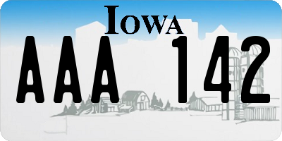 IA license plate AAA142