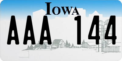 IA license plate AAA144
