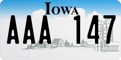 IA license plate AAA147