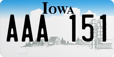 IA license plate AAA151