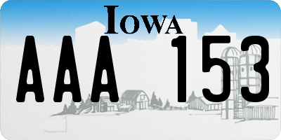 IA license plate AAA153