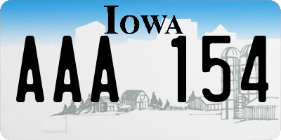 IA license plate AAA154