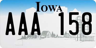 IA license plate AAA158