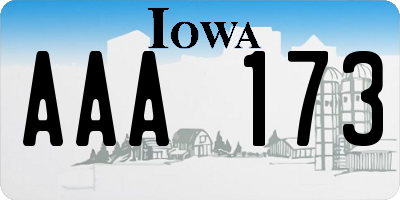 IA license plate AAA173