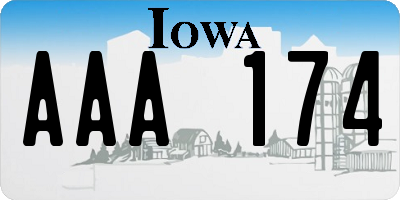 IA license plate AAA174