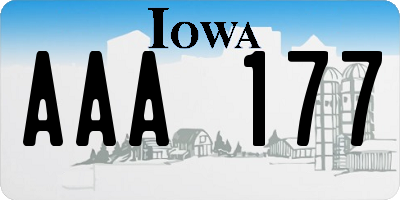 IA license plate AAA177