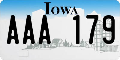 IA license plate AAA179