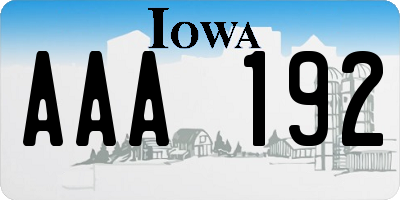 IA license plate AAA192